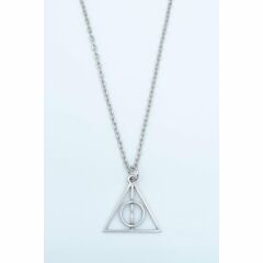 Harry Potter Ölüm Yadigarları Üçgen Erkek Kadın Kolye Antik Gümüş Kaplama - 60 cm Düz Zincir