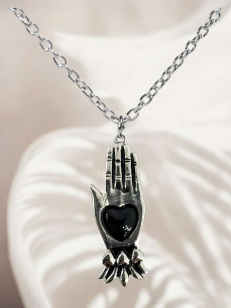 BLACK MARIE'S HAND KOLYE Siyah El Kalp Detaylı Kolye 60 cm