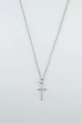Haç Kolye Erkek Kadın Antik Gümüş Kaplama 60 Cm Zincir