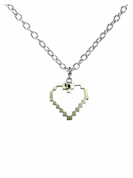 Pixel Kalp Heart Kolye Unisex Gümüş Renk