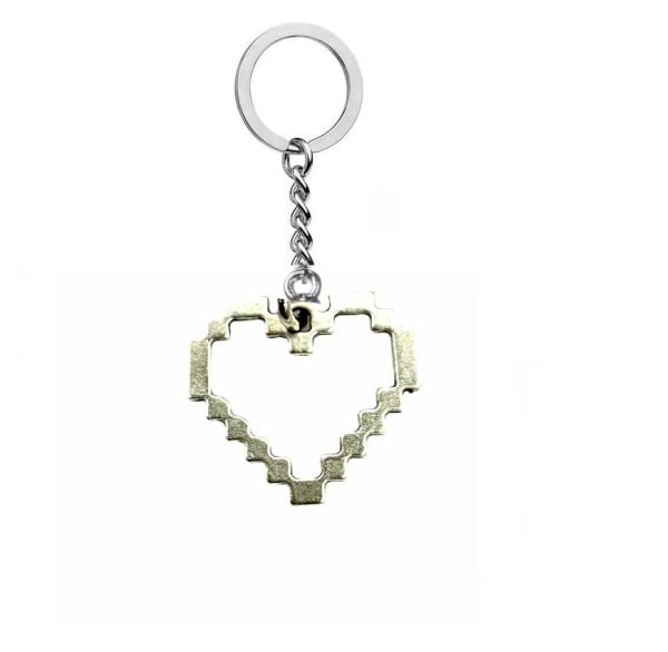 Pixel Kalp Heart Unisex Gümüş Renk Anahtarlık
