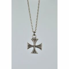 Gamalı Haç Kolye Erkek Kadın Antik Gümüş Kaplama 60 cm Zincir