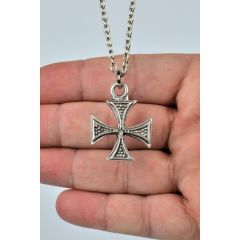 Gamalı Haç Kolye Erkek Kadın Antik Gümüş Kaplama 60 cm Zincir