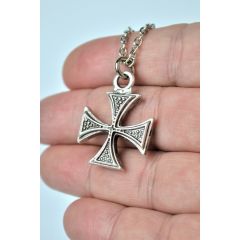 Gamalı Haç Kolye Erkek Kadın Antik Gümüş Kaplama 60 cm Zincir