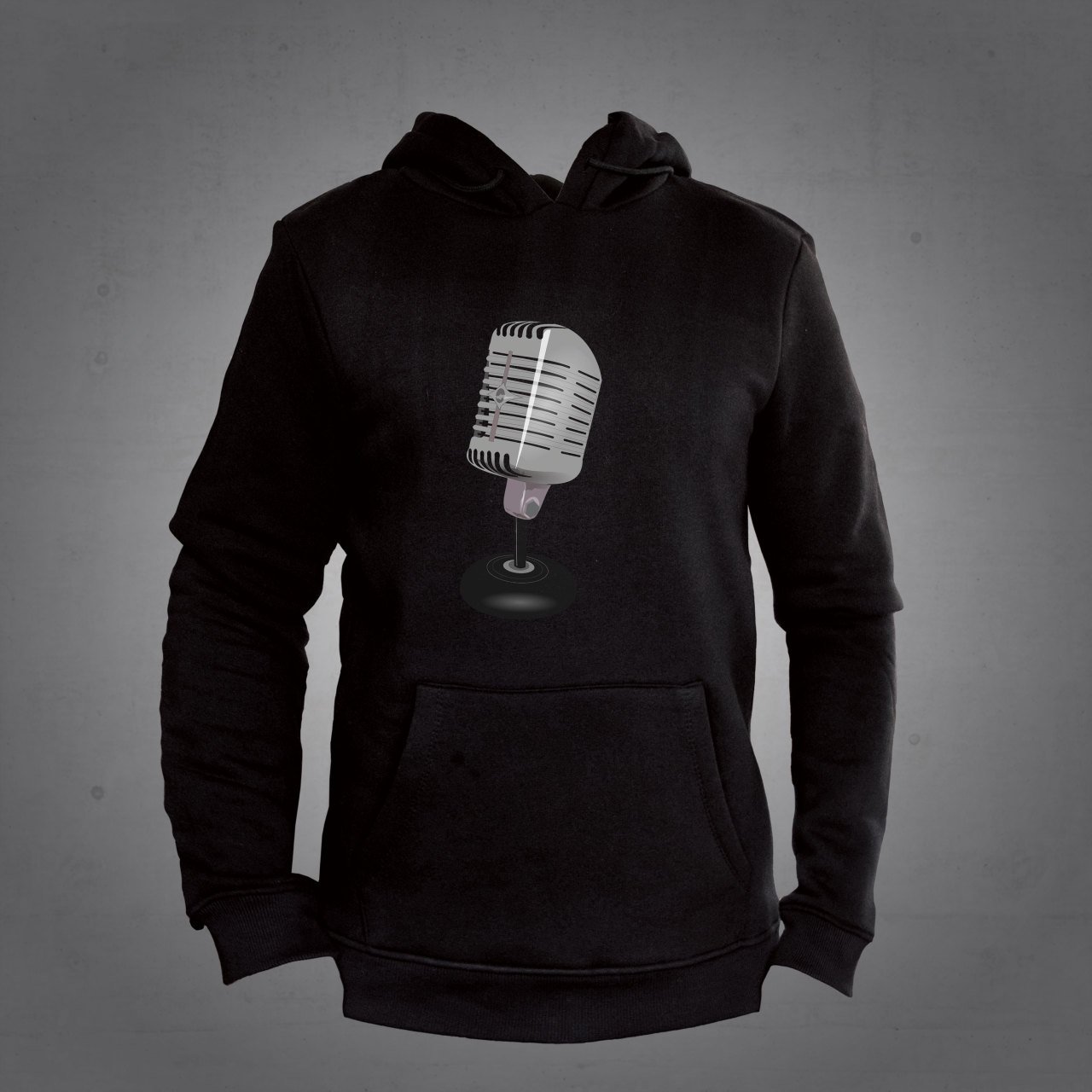 Mikrofon Kapüşonlu Sweatshirt Hoodie Black