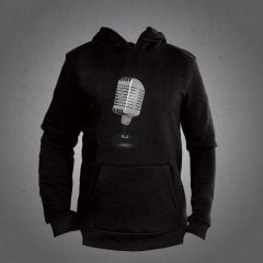 Mikrofon Kapüşonlu Sweatshirt Hoodie Black L