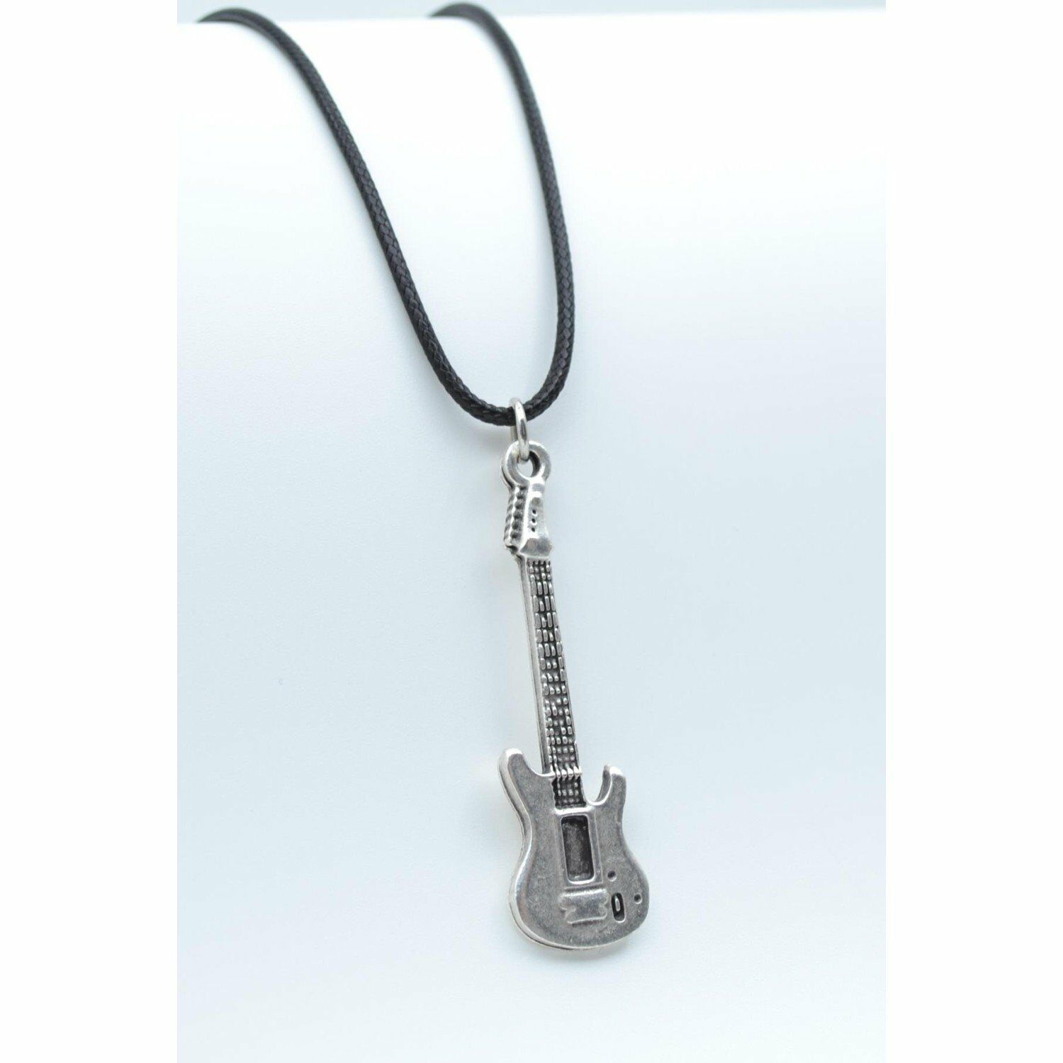 Elektro Gitar Kolye Deri Ip Kolye Gümüş Kaplama Erkek Kadın Kolye