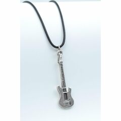 Elektro Gitar Kolye Deri Ip Kolye Gümüş Kaplama Erkek Kadın Kolye