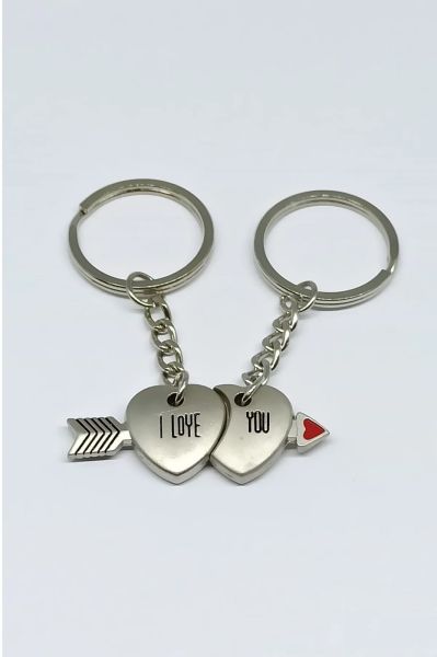 Mıknatıslı Birleşen Metal Mini Kalpler Çiftli İkili Love Aşk  Anahtarlık
