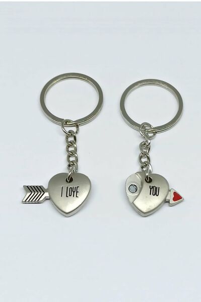 Mıknatıslı Birleşen Metal Mini Kalpler Çiftli İkili Love Aşk  Anahtarlık