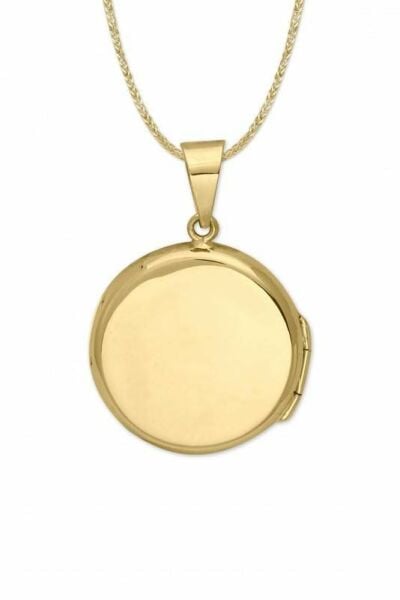 Yuvarlak Gold Kapaklı Çelik Resim Konulabilen Kadın Kolye