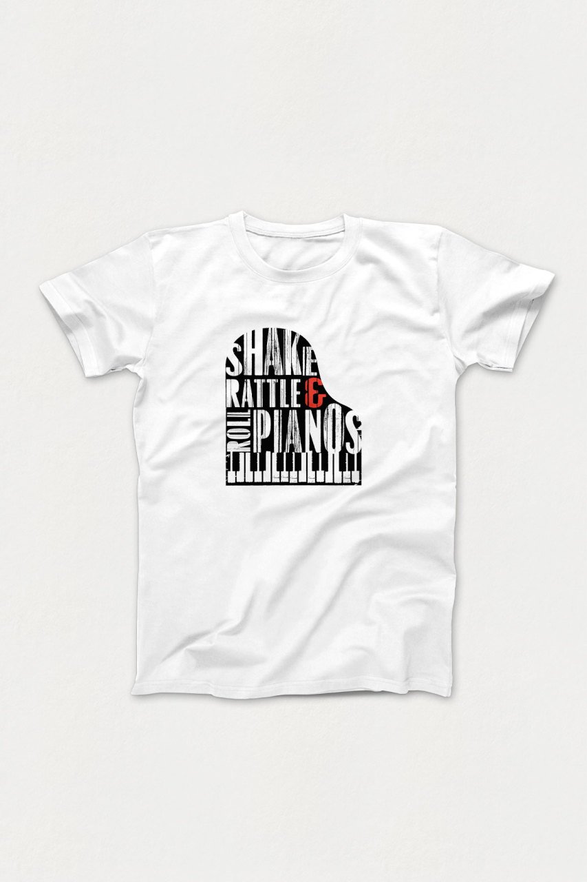 Piyano  Beyaz Tshirt Unisex L