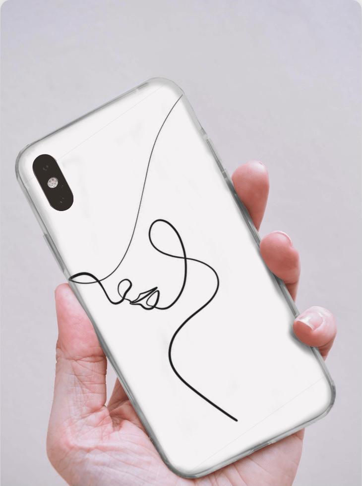 Kadın Yüzü Desenli iPhone Telefon Kılıfı