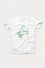 Piyano  Beyaz Tshirt Unisex L