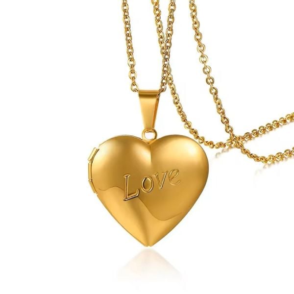 Love Yazılı Paslanmaz Çelik Gold Kapağı Açılabilen Kadın Kolye