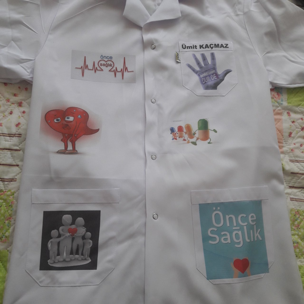 Sağlık Temalı Kişiye Özel İsimli Öğretmen Önlük 2
