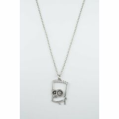 Bart Simpson Erkek Kadın Kolye Antik Gümüş Kaplama - 60 cm Düz Zincir