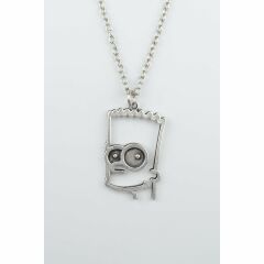 Bart Simpson Erkek Kadın Kolye Antik Gümüş Kaplama - 60 cm Düz Zincir