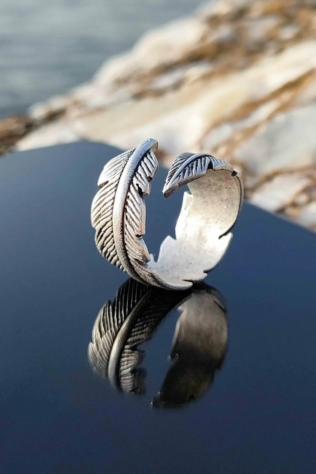 Tüy Yaprak Figürlü Ayarlanabilir Erkek-kadın Yüzük