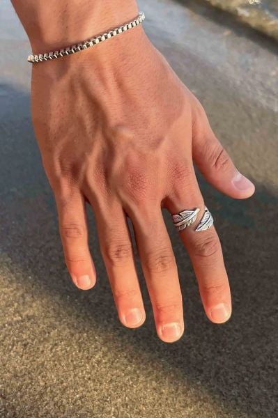 Tüy Yaprak Figürlü Ayarlanabilir Erkek-kadın Yüzük