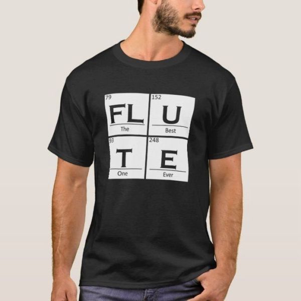 Flüt Yan Flüt Siyah Kadın Erkek T-shirt