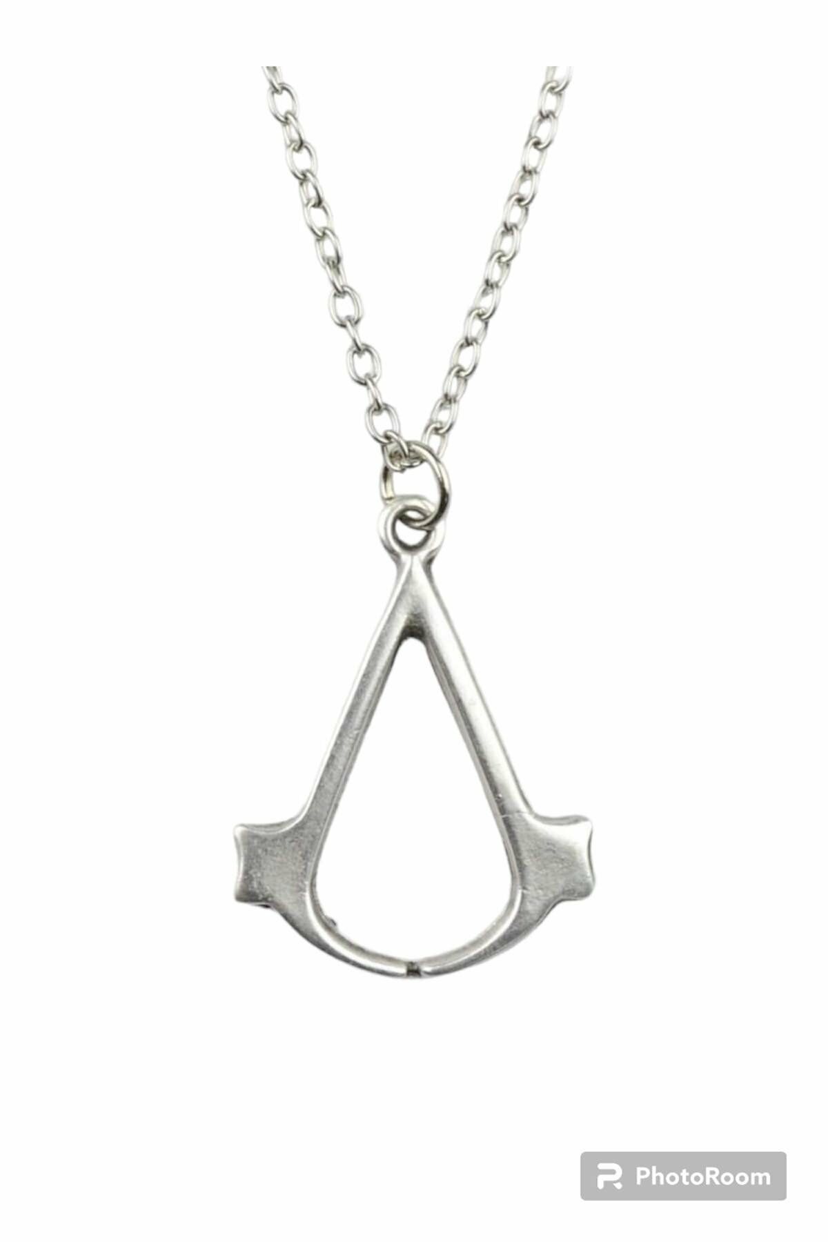Assassin's Creed Erkek Kadın Kolye Antik Gümüş Kaplama - 60 cm Düz Zincir