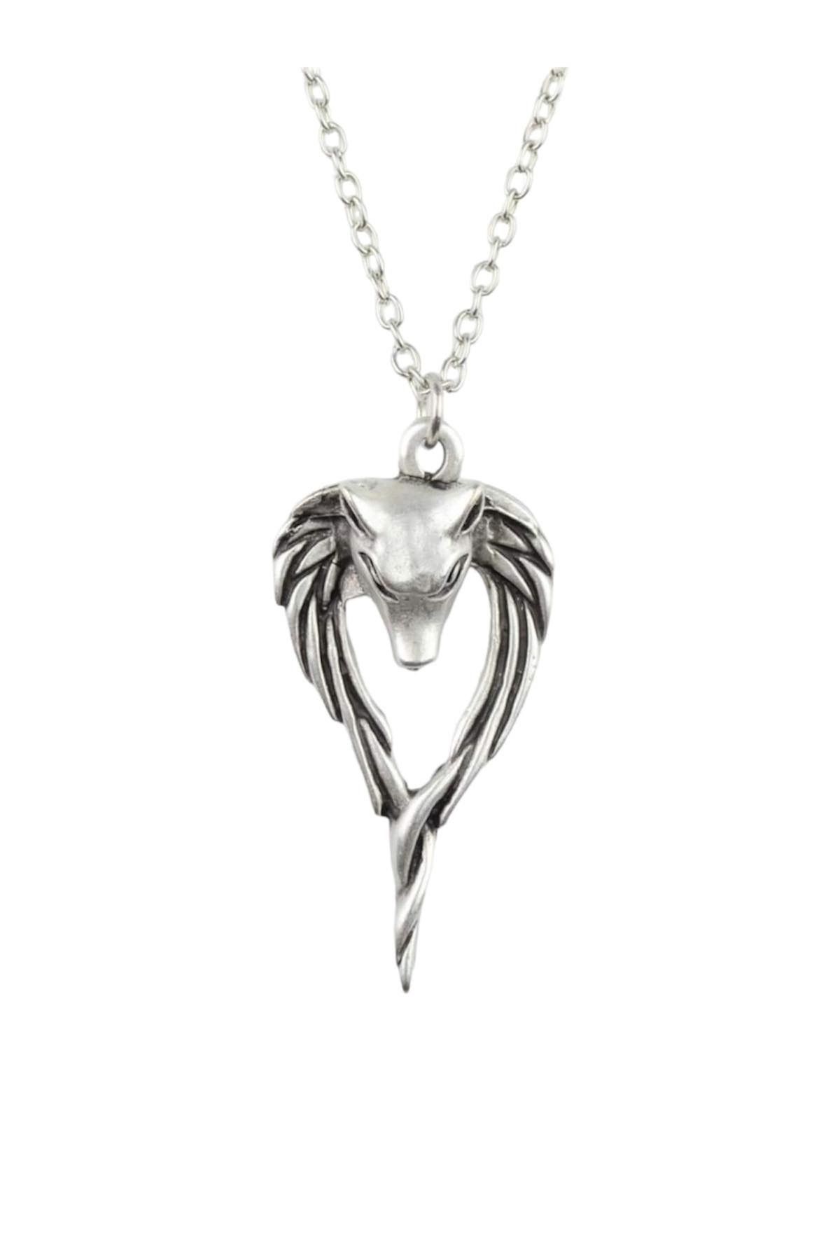 Anubis Ölüm ve Ceza Tanrısı Erkek Kadın Kolye Antik Gümüş Kaplama - 60 cm Düz Zincir