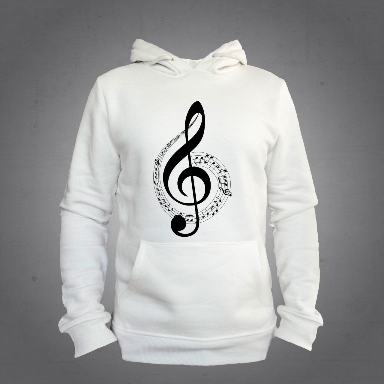 Sol Anahtar Kapüşonlu Sweatshirt Hoodie Ekru Renk L