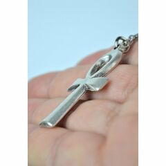 Ankh Anahtarı Eskitme Antik Gümüş Kaplama Erkek Kadın Kolye