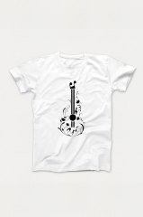 Gitar Sol Anahtar Beyaz Tshirt L