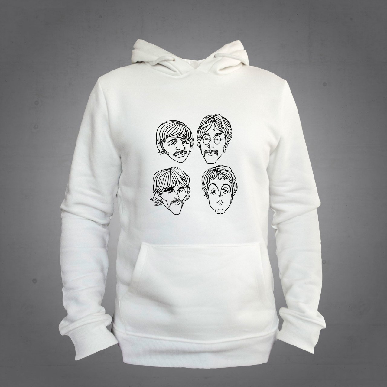 The Beatles Grup Kapüşonlu Sweatshirt Hoodie Ekru Renk