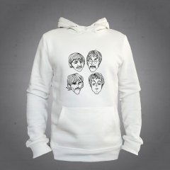 The Beatles Grup Kapüşonlu Sweatshirt Hoodie Ekru Renk