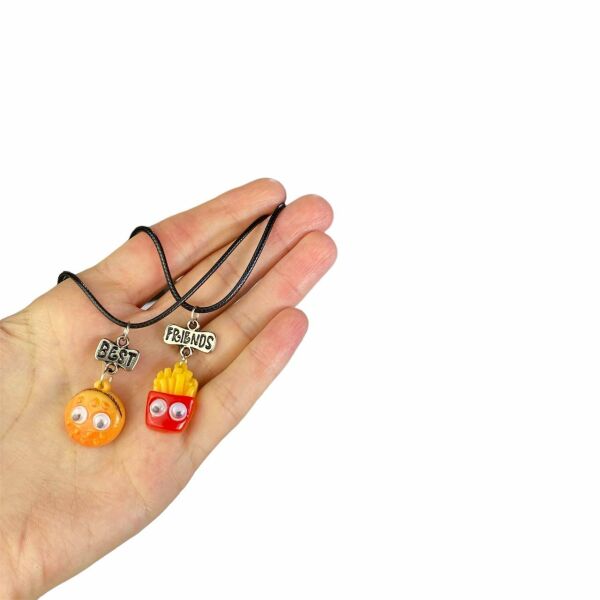 Best Friend Patates Hamburger İkili Arkadaş Kolye
