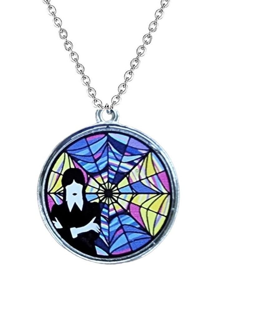 Wednesday Addams Mirror Web Yuvarlak Unisex  Kolye