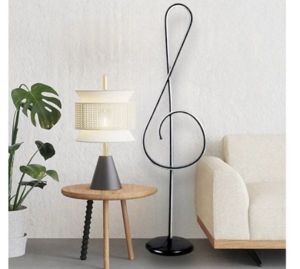 A+ Modern Siyah Nota Sol Anahtar Müzik Desenli Lambader Rgb li