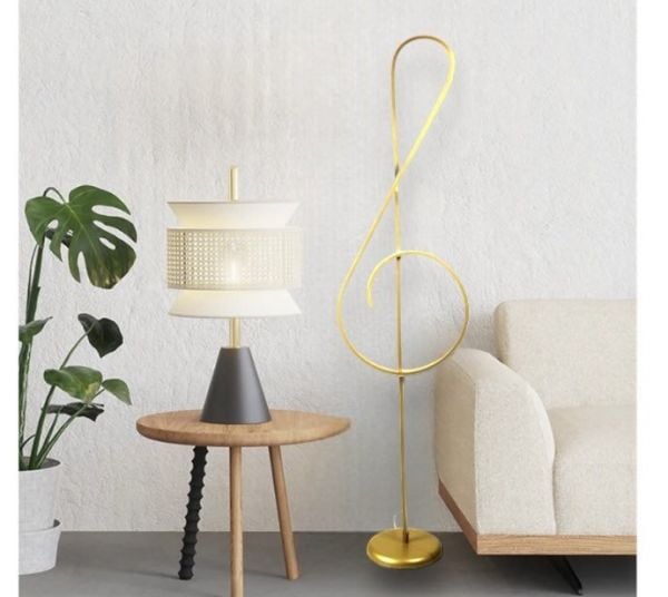 Gold Nota Sol Anahtar Müzik Desenli Lambader Rgb li A+ Modern