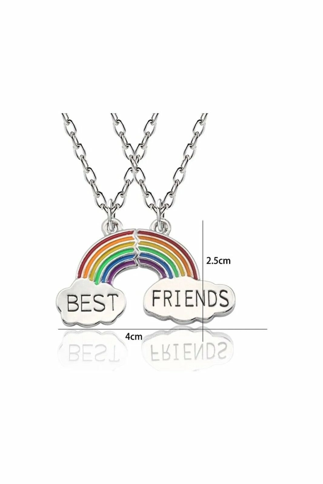 2 Adet Gökkuşağı Best Friends Kolye Bff Ikili Arkadaşlık Kolyesi
