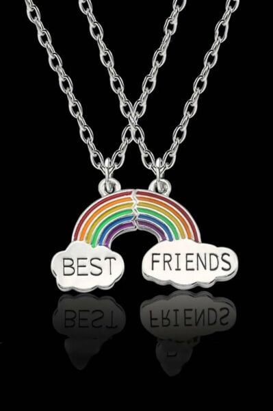 2 Adet Gökkuşağı Best Friends Kolye Bff Ikili Arkadaşlık Kolyesi