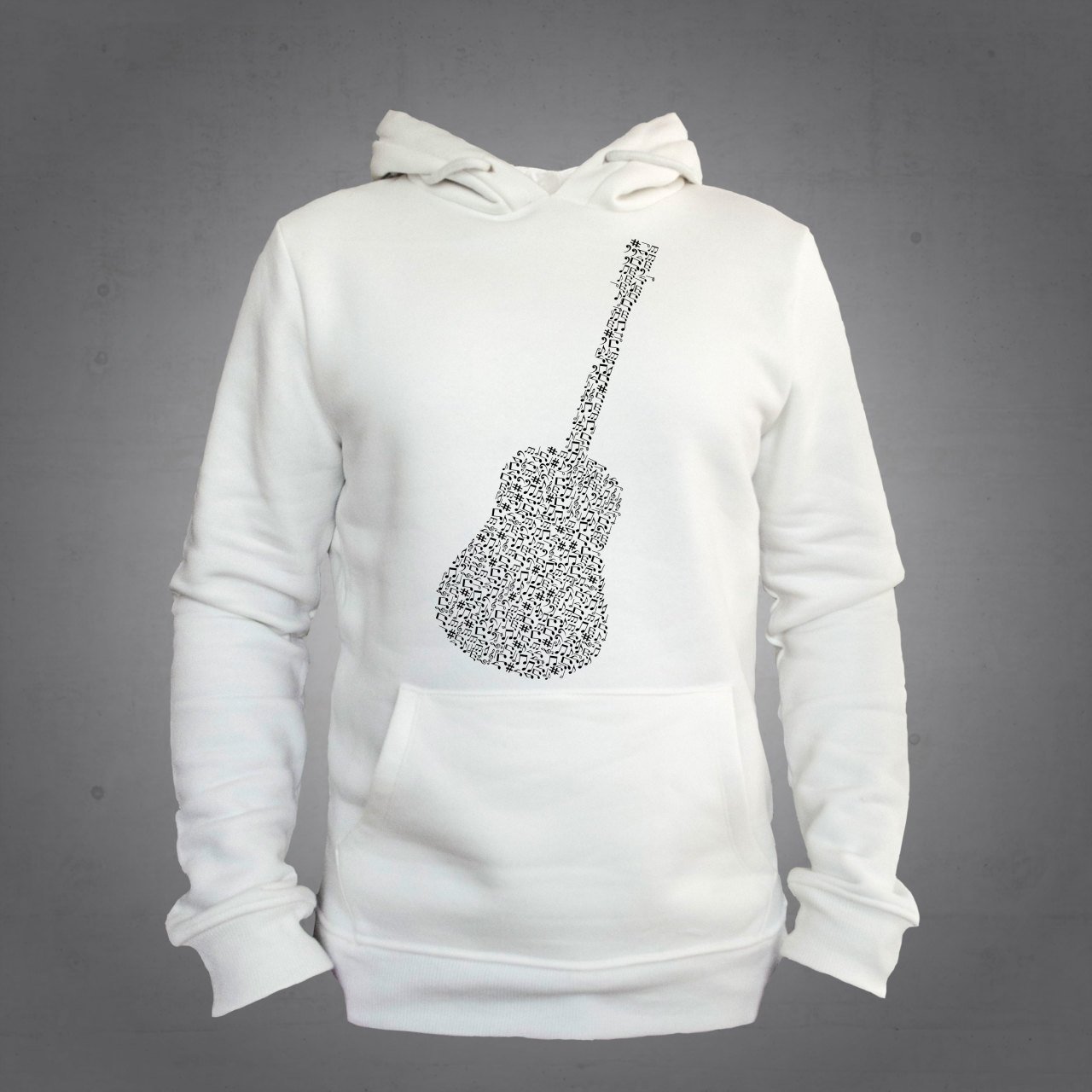 Gitar Kapüşonlu Sweatshirt Hoodie Ekru