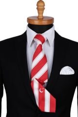 Kırmızı - Beyaz Ay Yıldız Türk Bayrağı Kravat