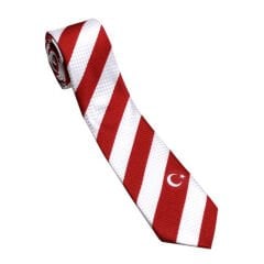 Kırmızı - Beyaz Ay Yıldız Türk Bayrağı Kravat