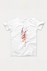Sol Anahtar Notalar Beyaz Tshirt