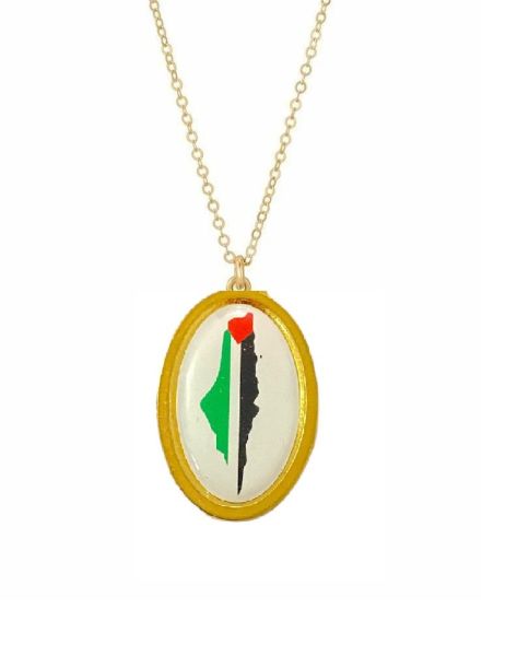 Filistin Haritası ( Kudüs Palestine ) Gold Kolye