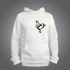 Fa Anahtar Kalp Kapüşonlu Sweatshirt Hoodie Ekru