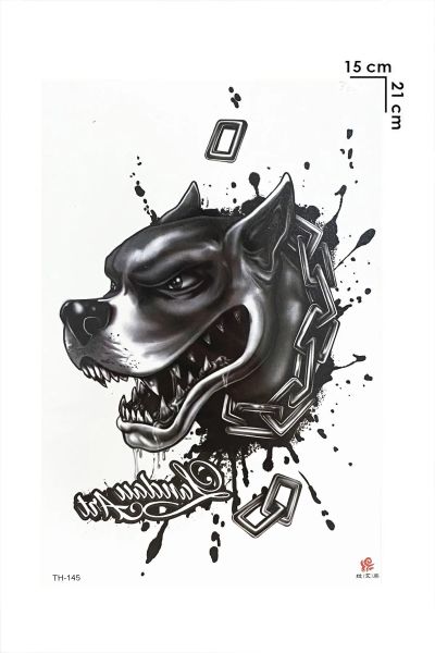 Gerçekçi Geçici Pitbull Dövme Tattoo