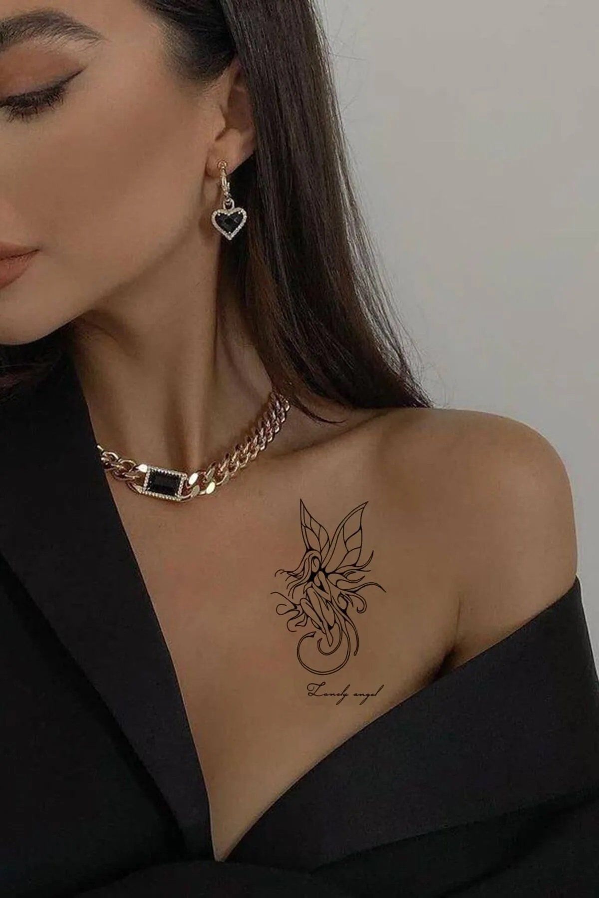 Fairy Kanatlı Peri Kızı Omuz Geçici Dövme Tattoo