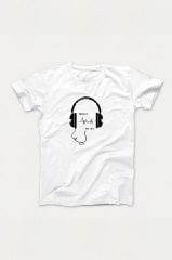 Dj Kulaklık Beyaz Tshirt
