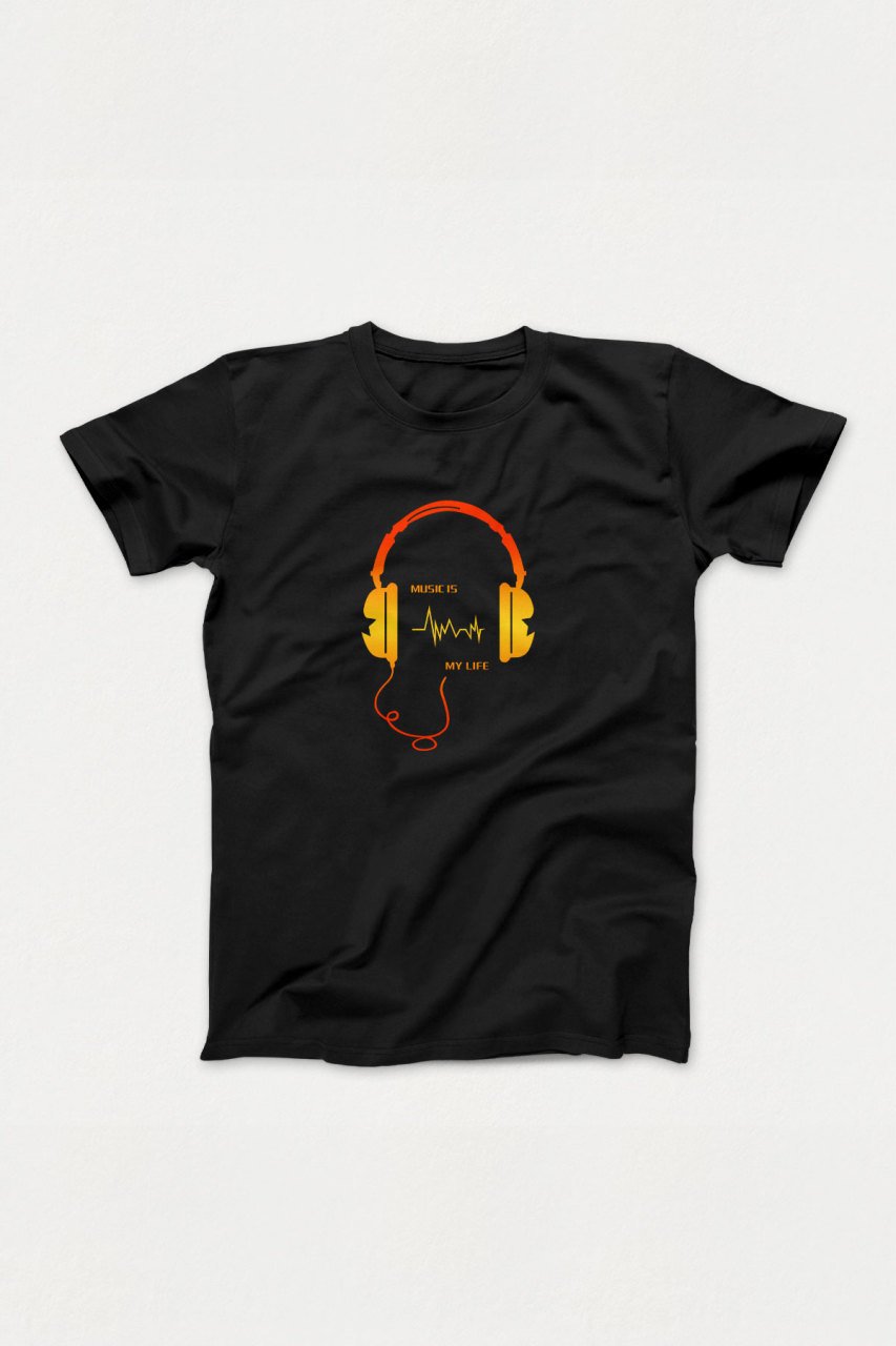 Dj Kulaklık Siyah Tshirt