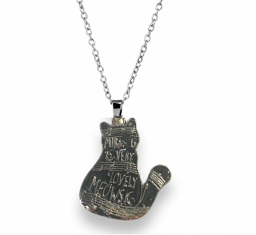 Nota Müzik Siyah Kedi Kolye