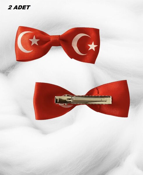 Türk Bayrağı Bayrak 23 Nisan Klipsli Kırmızı Toka Seti 2 Adet
